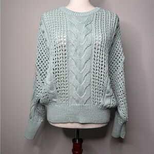 Banana Republic Light Green Cable Knit Sweater
